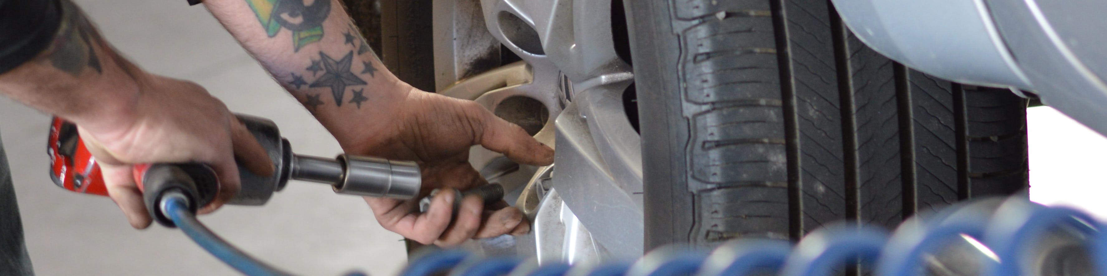 Mechanic working on tyre repair at Trident Tyres Mount Gambier