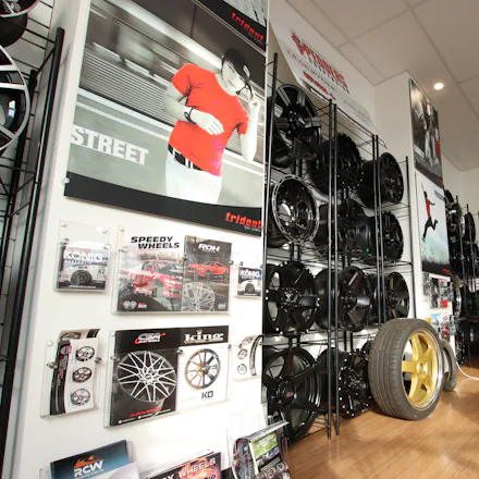 Selection of the wheels on display at Mount Gambier Trident Tyres